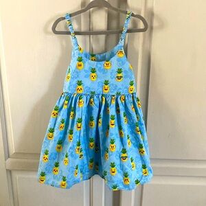 Pacific Legend Pineapple Blue Cotton Toddlers Hawaiian Bungee Dress NWOT